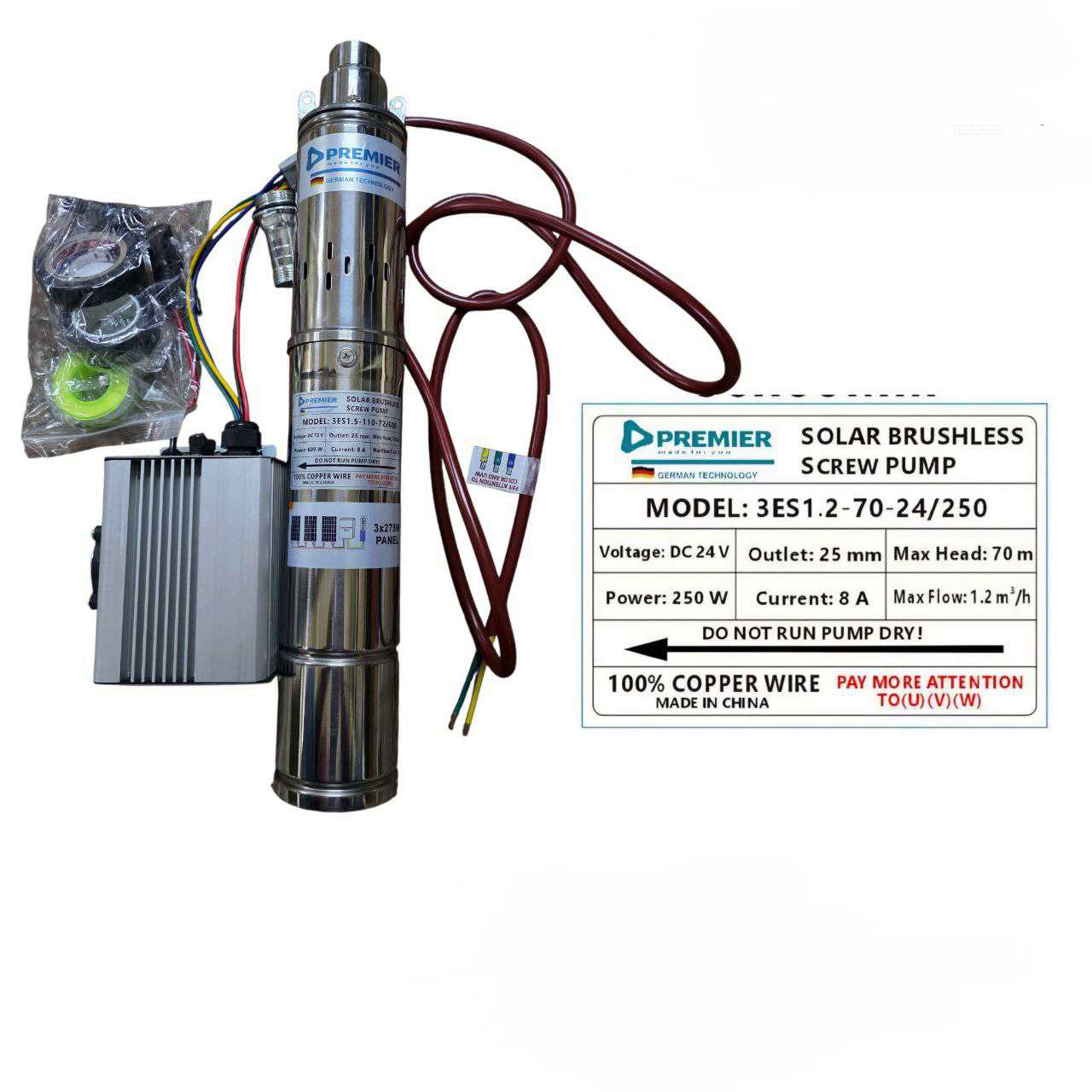 e8d87e29-257d-4c36-91c0-54c3d2128eee.jpg Premier Solar dc submersible pump 70M - Image 1